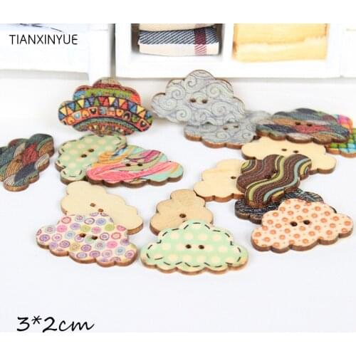 Cartoon Clouds Button Sewing Scrapbooking Random color Two Holes Wood Buttons,DIY Clothing Accessories
