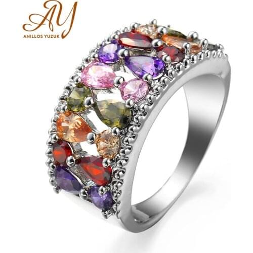 Anillos Yuzuk Vintage Luxury 925 Silver Jewelry Ring Multicolor Topaz Gemstone Female Ring For Wedding Party Gift Drop Shiping