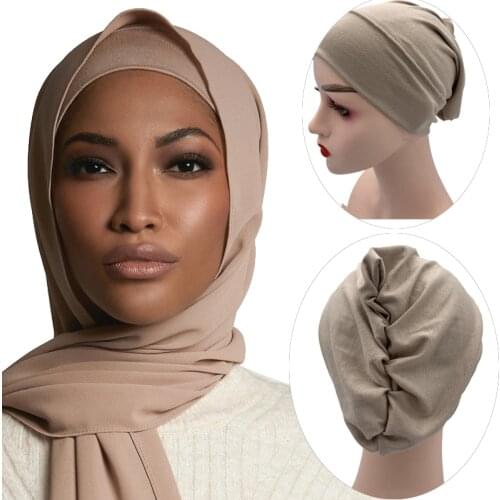 Round Fronthead Cotton Under Scarf Cap Stretchy Muslim Inner Hijabs Islamic Headscarf Bonnet Turban Femme Musulman