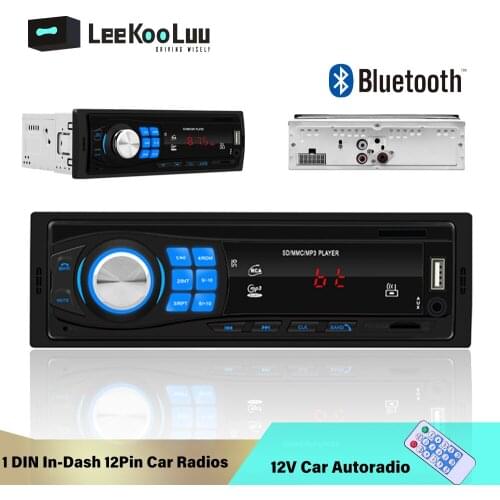 LeeKooLuu 1din Bluetooth Autoradio 12V Car Radio Stereo FM Aux-IN Input Receiver SD USB In-dash Audio Car MP3 Multimedia Player
