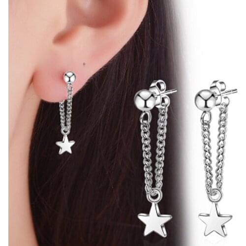 Fashion Exquisite Silver Alloy Pentagram Anti-Allergy Earrings For For Women Party Wedding Bridal Jewelry bijoux