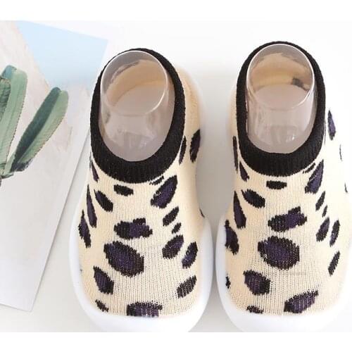 Fashion Spring Autumn Unisex Baby Girls Boys Leopard Print Non-slip Cotton Toddler Floor Socks First Walker Shoes For Newborns