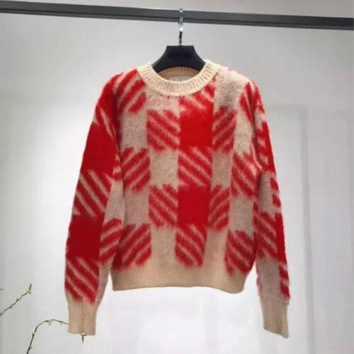 Mohair cardigan sweater striped color 2019 casual loose mohair cardigan long sleeve jumper french mohair