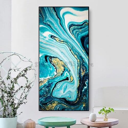 Abstract Magma 5D DIY Full Drill Round Diamond Painting Diamond Embroidery Kit Blue lines Home Decor large size Wall Gift TT5657