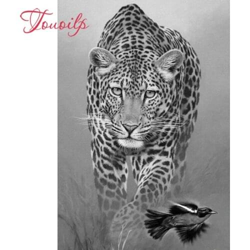 Touoilp diy diamond embroidery stitch crystal square&round diamond sets decorative diy bird Leopard diamond painting mountain