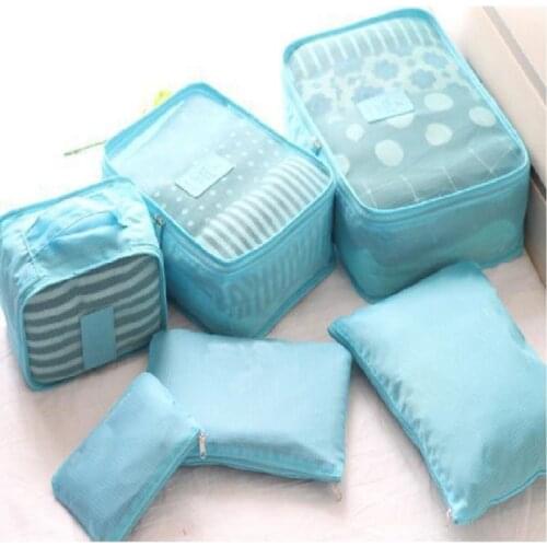 Suitcase Organizer Set of 6 - Blue Striped
