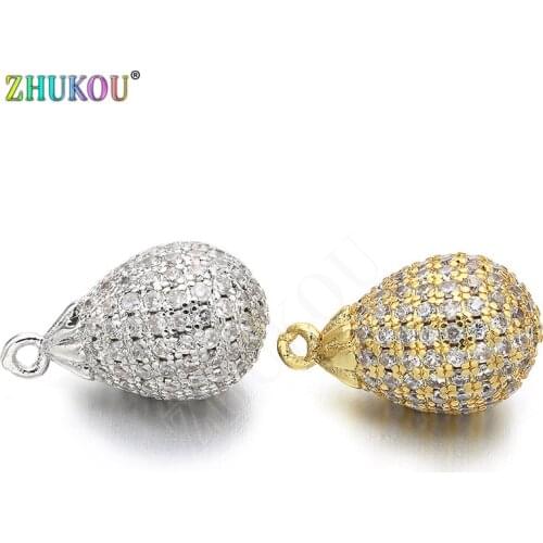 10*16mmNew Fashion Brass Cubic Zirconia Charms Pendants Water Drop Shape Diy Jewelry Findings, Hole: 1mm, Model: VD374