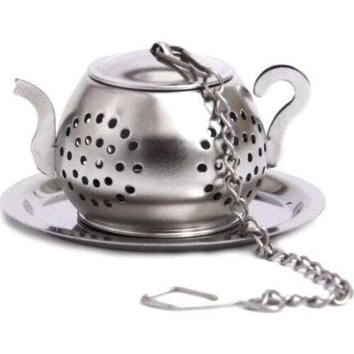 Wholesale 300pc/lot Teapot Pot Shape Stainless Steel Leaf Tea Infuser Filter Strainer Ball Spoon SN446