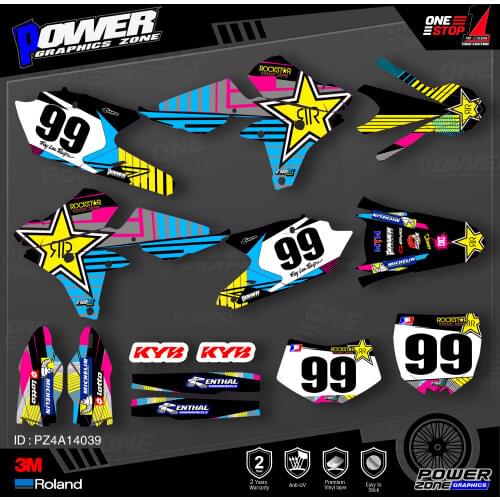 PowerZone Custom Team Graphics Backgrounds Decals 3M Stickers Kit For YAMAHA 14-18 YZ250F 15-18 YZ250FX WRF250 14-17 YZ450F 039