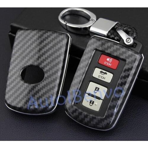 Durable Carbon Fiber Car Key Protect Shell For Toyota Highlander RAV4 Corolla Land Cruiser LC200 Camry Keychain Accessories
