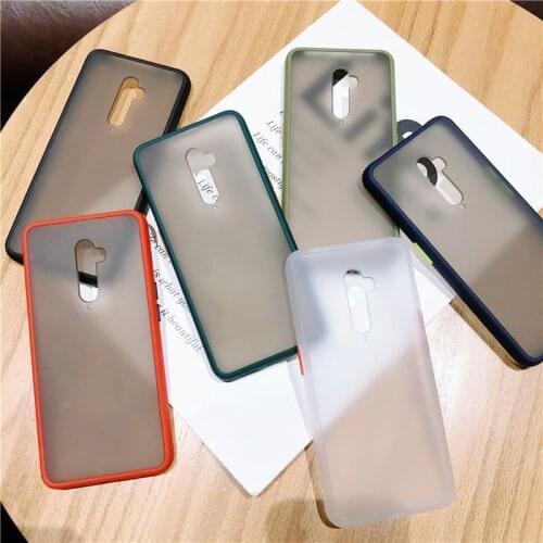 Matte Translucence Shockproof Phone Case For Oppo R11S REALME 5 X2 PRO Q XT RENO ACE 10X 2Z Z 2 NEX 3 Contrast Color Button Case