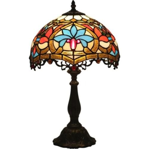 12" Retro Luxurious European Vintage Tiffany Table Lamp Reading Night Light for Foyer Bar Study Wedding 1068