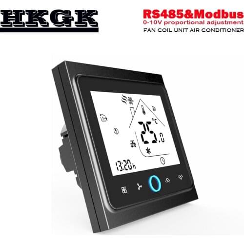 RS485 0-10V proportional valve signal output,4pipe 2pipe cooling and heating Air Conditioning Type fan coil unit thermostat