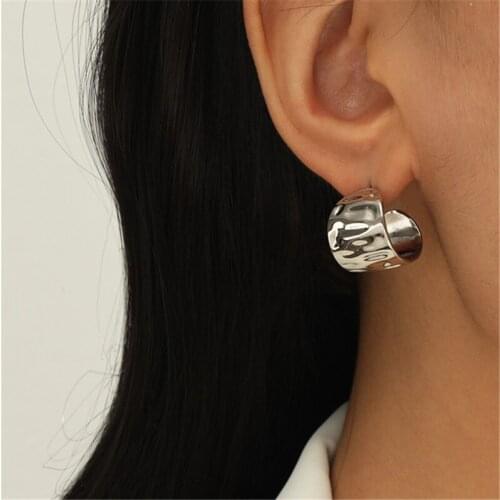 MANGOSKY Minimalist Silver Color Hoop Earrings For Women Girl Party Jewelry