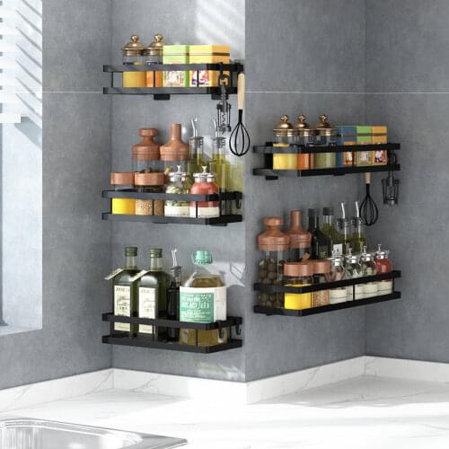 Carbon Steel with Painted Kitchen Spice Rack Accessories Seasoning Boxes Bottles Jars Storage Shelf Tools Organizer Container