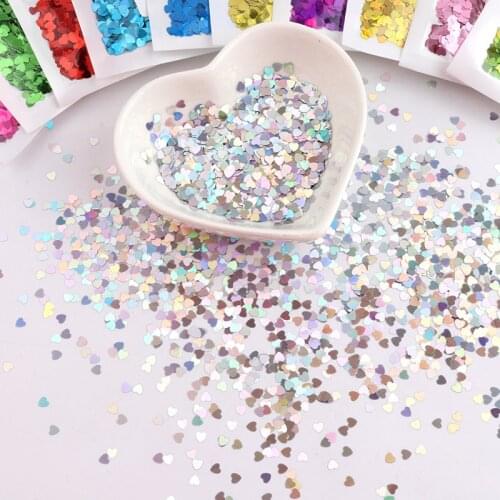 Ultra Thin Sequins Love Heart Shape Nail Glitter Sequin 3mm Small Paillettes For Crafts Nail Art Manicure Wedding Decoration 8g