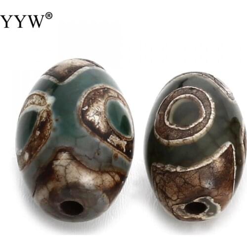 YYW 5PCS Natural Stone Tibetan Dzi Eyes beads Oval Round shape Drum 9x12mm/10x14mm for jewelry making bracelet DIY Religion Gift