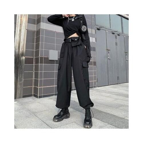 Womens cargo pants fall 2020 new dark functional pocket high waist loose casual leggings pants