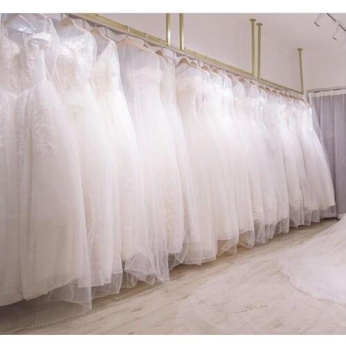 Gold wedding hanger ceiling hanging dress display shelf wall clothing shelf clothing display shelf