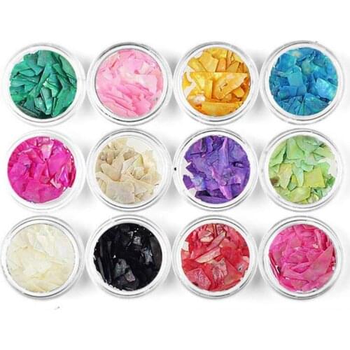 12 Bottles Colorful Shell Broken Sugar Paper Pieces Flashing Decor UV Epoxy Resin Mold Jewelry Fillings Jewelry Making X4YA
