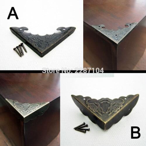 12pcs Decor Antique brass Jewelry Chest Box Wooden Case Table Desk Picture Frame Book Scrapbook Photo Album Corner Protector