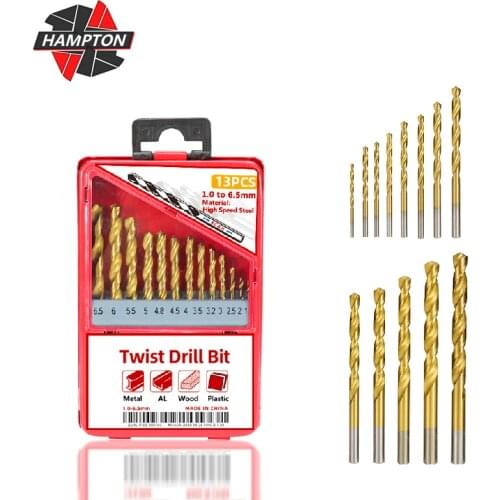 13/19/25pcs Titanium Coated Twist Drill Bit 1.0-13.0mm Cobalt Drill Bit Set with Case for Wood Metal Drilling HSS Drill Bits