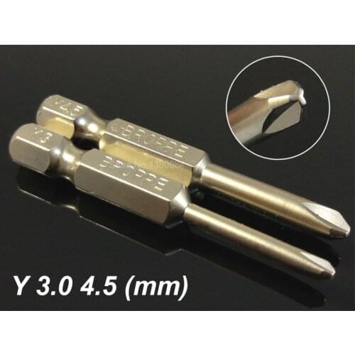 2Pcs Set 50MM Magnetic Y Shaped Screwdriver Drill Bits 1/4" Hex Shank Screw Driver Bits Power Hand Tool Drill Bit S2 Alloy Steel