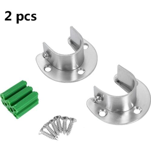 2pcs Closet Pole Sockets Set of 2pcs U-shape Rod Socket Flange Set Stainless Steel Rod Support U Shaped Closet Rod Holder