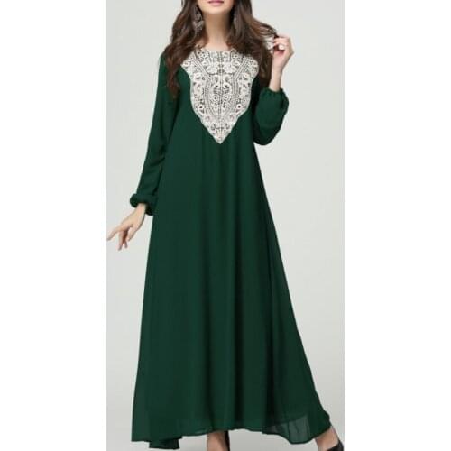 2021 جديد هوى المرأة فستان الجنسية الإسلامية العربية رداء جديد فضفاض مسلم الدانتيل فستان الشرق الأوسط أزياء للبنات أسود اللون ال