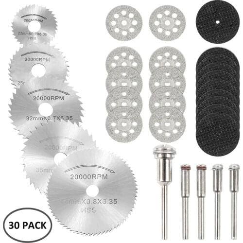 30PCS HSS Cutting Discs Grinding Disc Circular Saw Blade Woodworking Metal Dremel Mini Drill Bit Rotary Tool Accessories