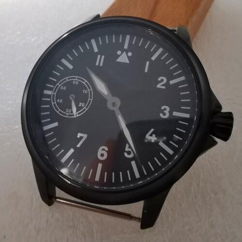 45mm Pvd Black Watch Case&39mm Luminous Watch Dial hands Set