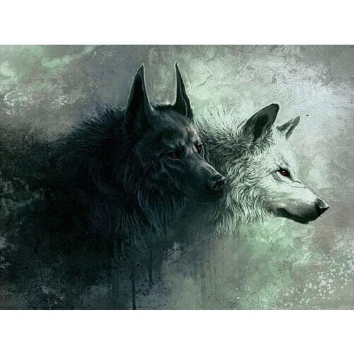 5D Diy Diamond Painting Cross Stitch two Wolves Home Decor Full Rhinestones Mosaic Inlay Diamond Embroidery Handcraft