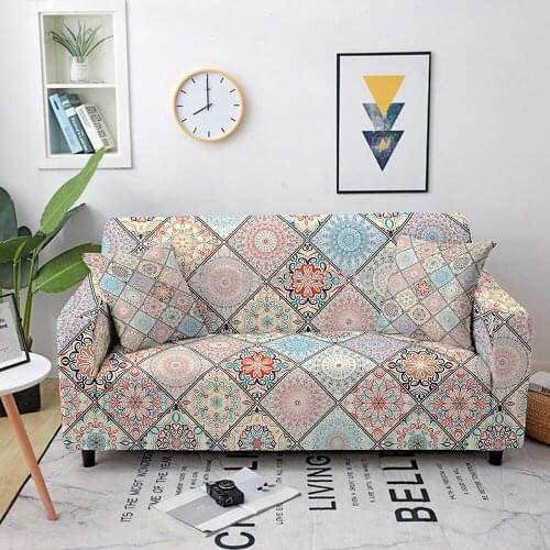 Mandala Flower Sofa Cover Bohemian Elastic Sofa Slipcover Color Stretch Non-slip Sofa Towel Custom Furniture Sofa Protector