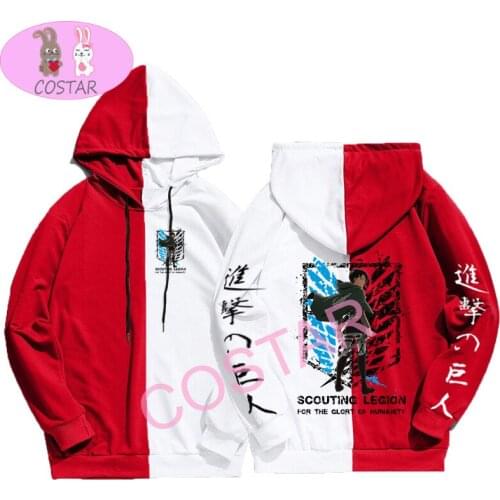 COSTAR Anime Attack on Titan Eren Jaeger Mikasa Ackerman Fashion Hoodies Pullover Hooded Sweatershirt Unisex