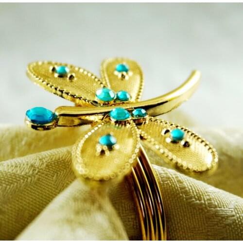 Dragonfly metal napkin ring butterfly napkin holder for wedding 24 pcs free shipping