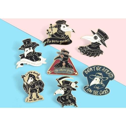 Plague Doctor Enamel Pins Beak Face Brooches Cartoon Custom Badges For Bags Lapel Pin Buckle Jewelry Gift For Nurse Friend Woman