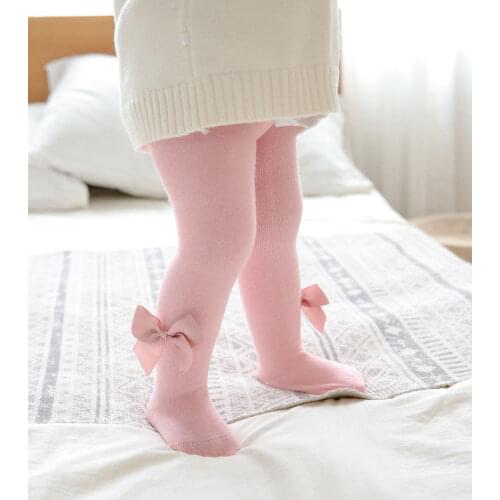 Newborn baby pantyhose pure cotton soft comfortable white pink pantyhose tights kids girls cute bow baby tights