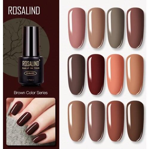 ROSALIND Brown Series Gel 1PCS Acrylic Polish For Nail Art Soak Off Flavorless Semi Permanent Varnish Primer Lacquer