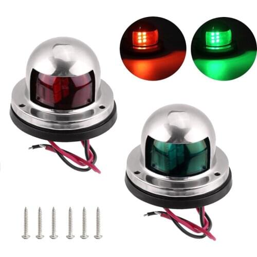 Red & Green Stainless Steel 12V LED Bow Navigation Light Sailing Signal Light For Marine Boat Yacht Warning Light Accessories
