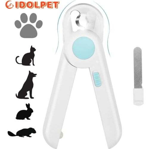 Cat Dog Nail Clippers and Trimmer, Pet Claw Scissors with LED Light to Avoid Over-Cutting, Hidden Nail File & Razor Sharp Blade