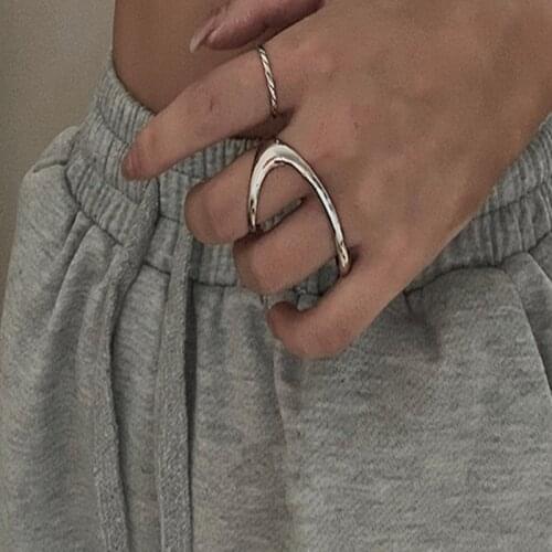 ZN New Fashion Hollow Out Geometry Irregular Distortion Multilayer Cross Twist Metal Ring for Women Girls Party Jewelry