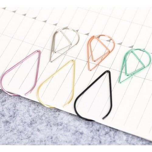 JETTING 10pcs/lot Modeling Paper clips Metal material water drop shape golden silver black colored bookmark memo clips 1.5*2.5cm