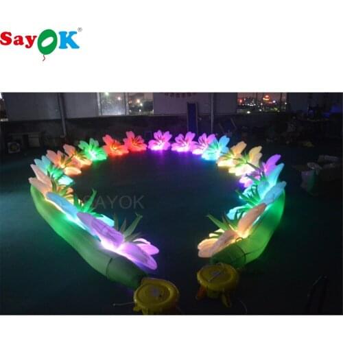 Sayok 10m/10 Flowers Inflatable Flower Chain with LED Light Inflatable Wedding Flowers Wedding Party Stage Backdrop Decoration