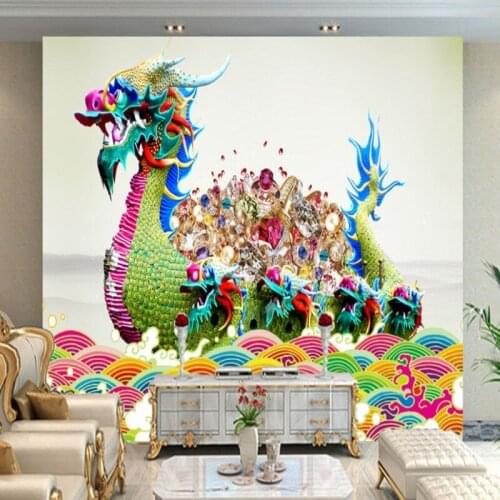 Dropship Colomac Wall Mural 3d Dragon Boat Gem Dragon Boat Festival Event Wallpaper Kids Wallpaper for Bedroom Walls Papel Tapiz