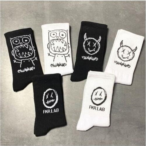 Autumn and Summer Fashion Women Men Lovers Cotton Socks Korean Style Hip Hop Street Skateboard Basketball Sports Fun Happy Sokcs