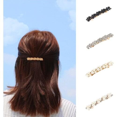New Hot Sale 5Colors Women Korean Crystal Pearl Barrettes Popular Elegant Hair Clip Hair Accessories