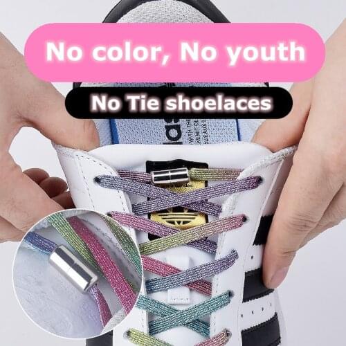 "New Elastic Locking Shoelaces Flats No Tie Shoelace Quick Sneakers Locking Shoe Laces Kids Adult Women Men Shoes Lace Strings"