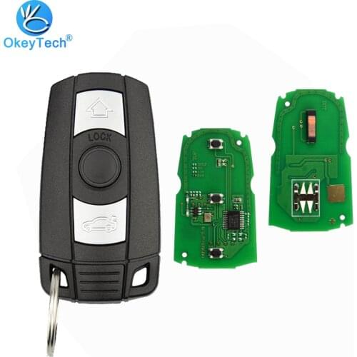 OkeyTech for Bmw 1/3/5/7 Series 315/433Mhz ID46 Chip CAS3 System 3 Button Remote Control Car Key & Emergency Key with Key Ring