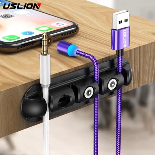 USLION Cable Organizer Magnetic Plug Box For iPhone Type C Micro USB Cable Plug Storage Magnet Head Container Cable Accessories