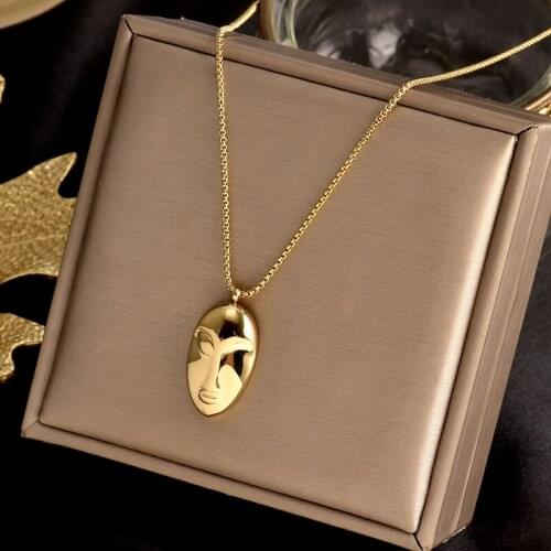 Colorfast 316L stainless steel necklace, simple and exquisite mask pendant, light luxury fashion womens gift jewelry